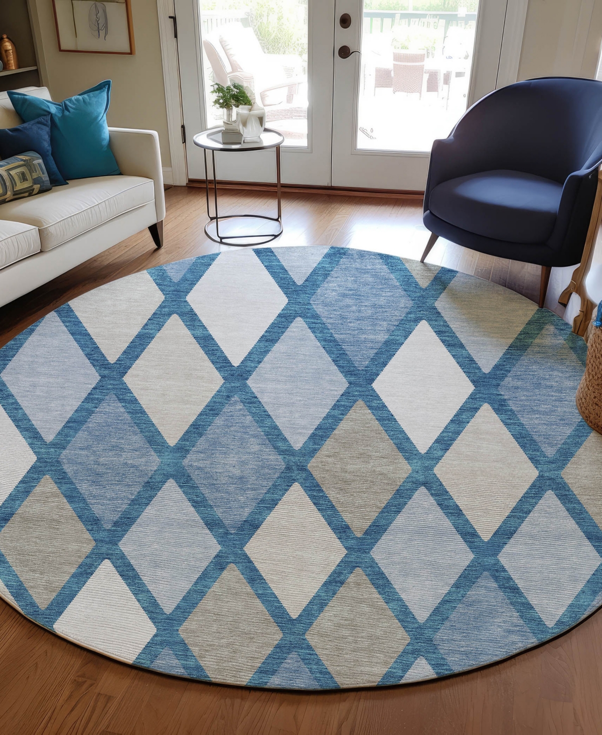 Shop Addison Chantille Acn887 8'x8' Round Area Rug In Denim