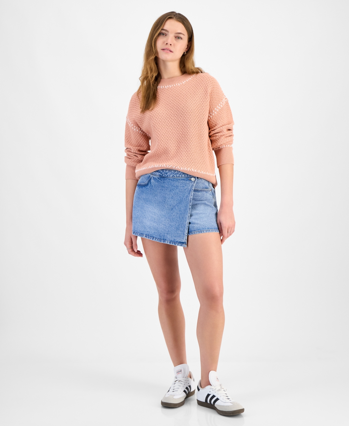AND NOW THIS WOMEN'S WHIP STITCH DROPPED-SHOULDER COTTON SWEATER, EXCLUSIVELY AT MACY'S 