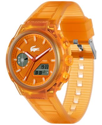 Men's Orange Silicone Strap Watch, 45mm
