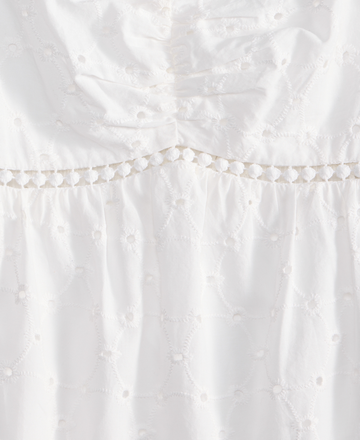 KINGSTON GREY JUNIORS' EYELET PUFF-SLEEVE TIERED MIDI DRESS 