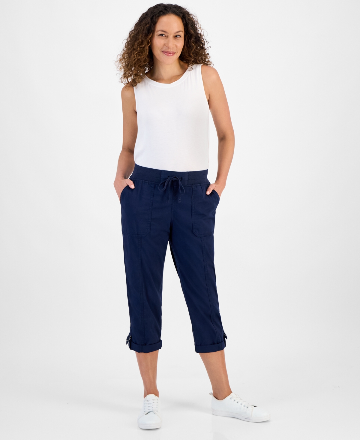 STYLE & CO PETITE D-RING CAPRI PANTS, EXCLUSIVELY AT MACY'S 