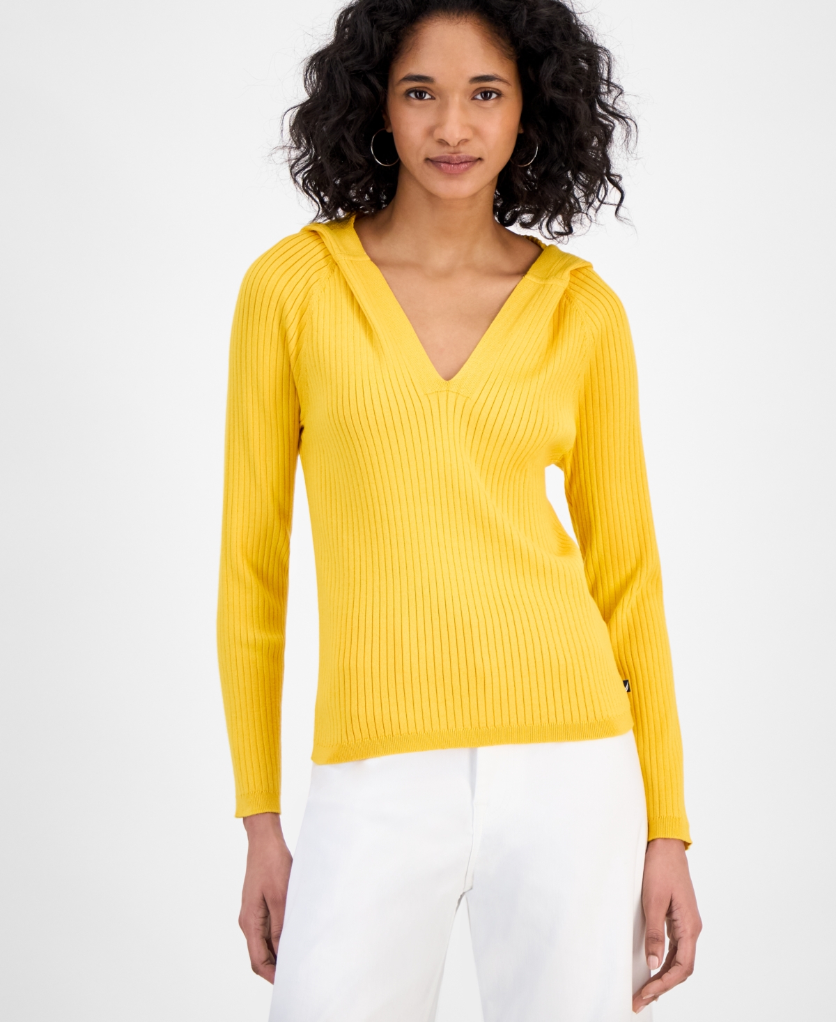 Women's Ribbed Hoodie Sweater - Goldenrod