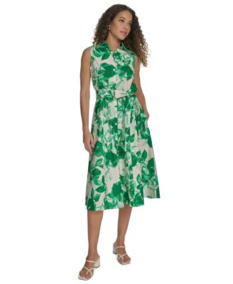 Calvin Klein - Women's Cotton Floral Sleeveless Shirtdress
