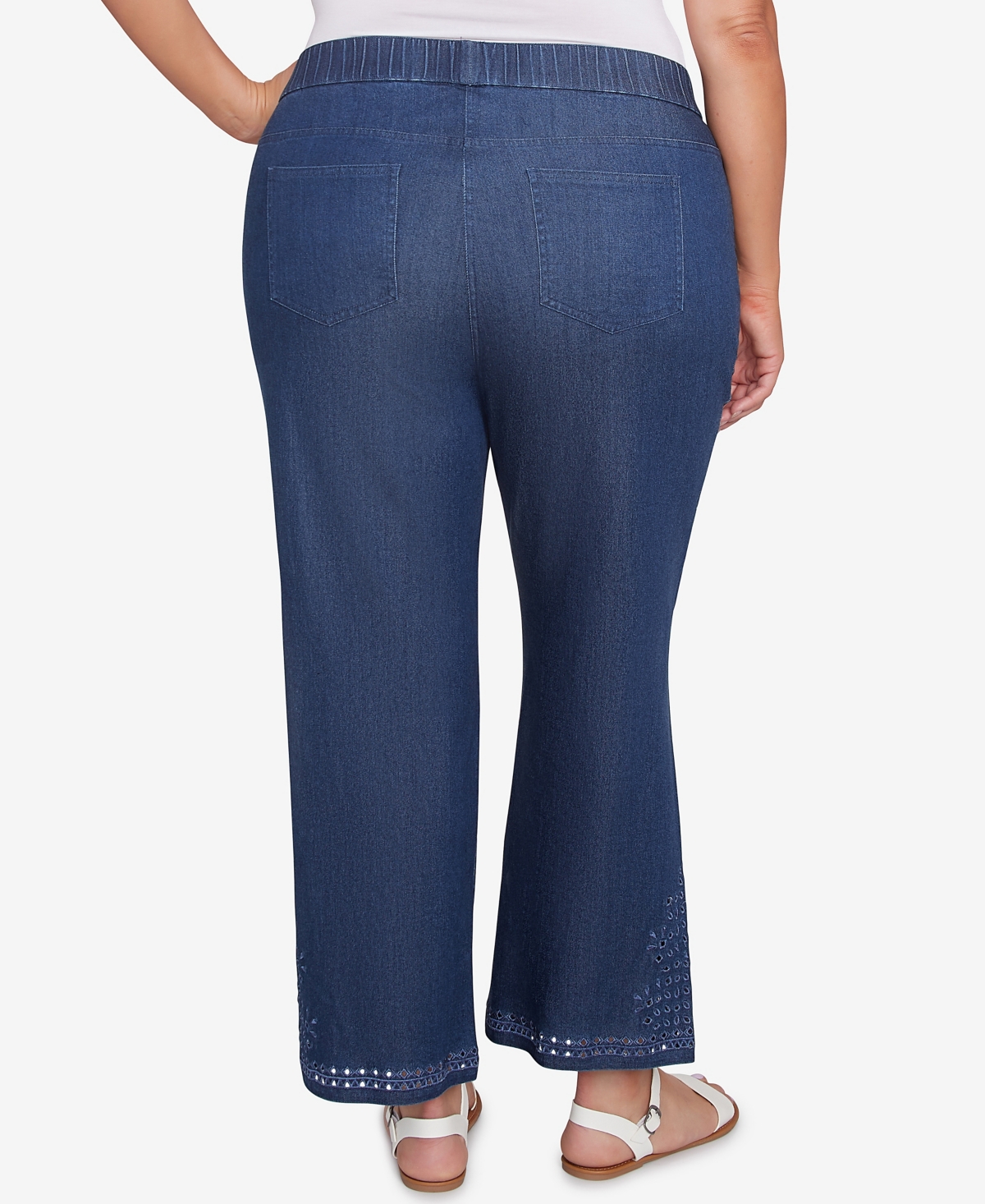 Ruby Rd. Plus Size Eyelet Embroidered Dark Bootcut Jeans In Indigo