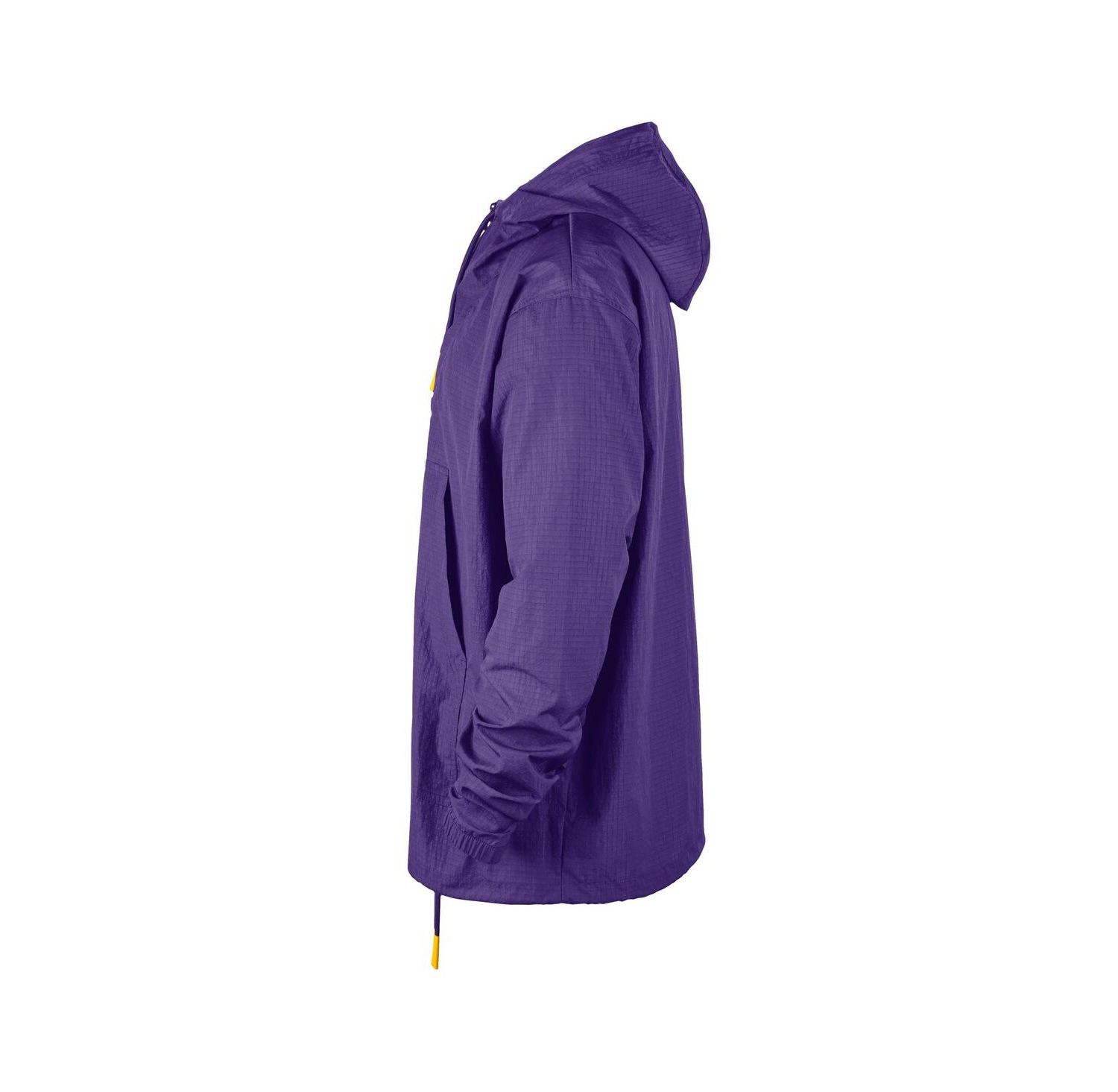 Men's Purple Los Angeles Lakers Courtside Premium Club Anorak Quarter-Zip Pullover Hoodie