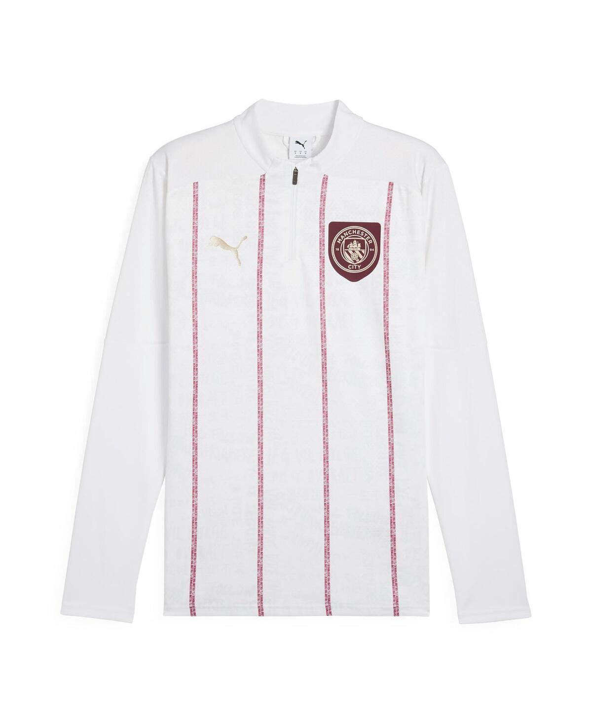 Puma Men's White Manchester City 2024/25 Pre-match Quarter-zip Sweatshirt In White