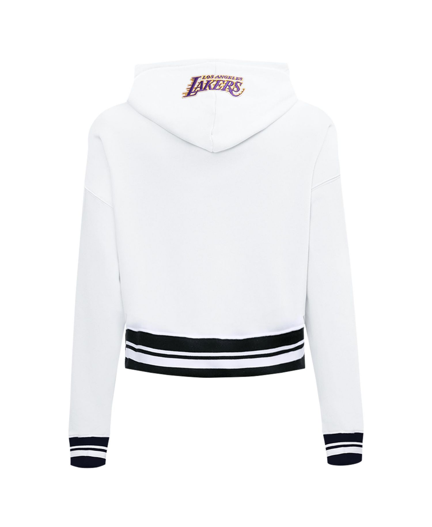 Women's White Los Angeles Lakers Script Tail Cropped Pullover Hoodie