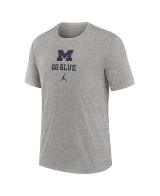 Men's Heather Gray Michigan Wolverines Campus Stack Tri-Blend T-Shirt