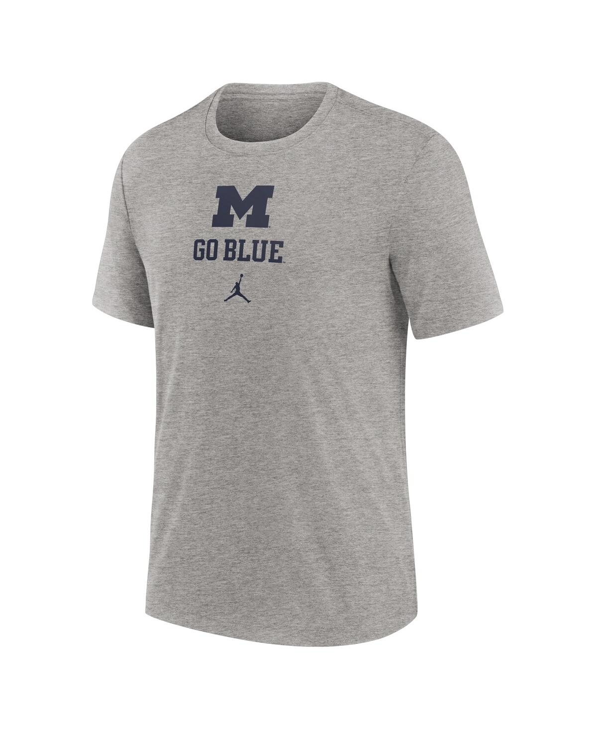 Jordan Men's Heather Gray Michigan Wolverines Campus Stack Tri-blend T-shirt In Gray