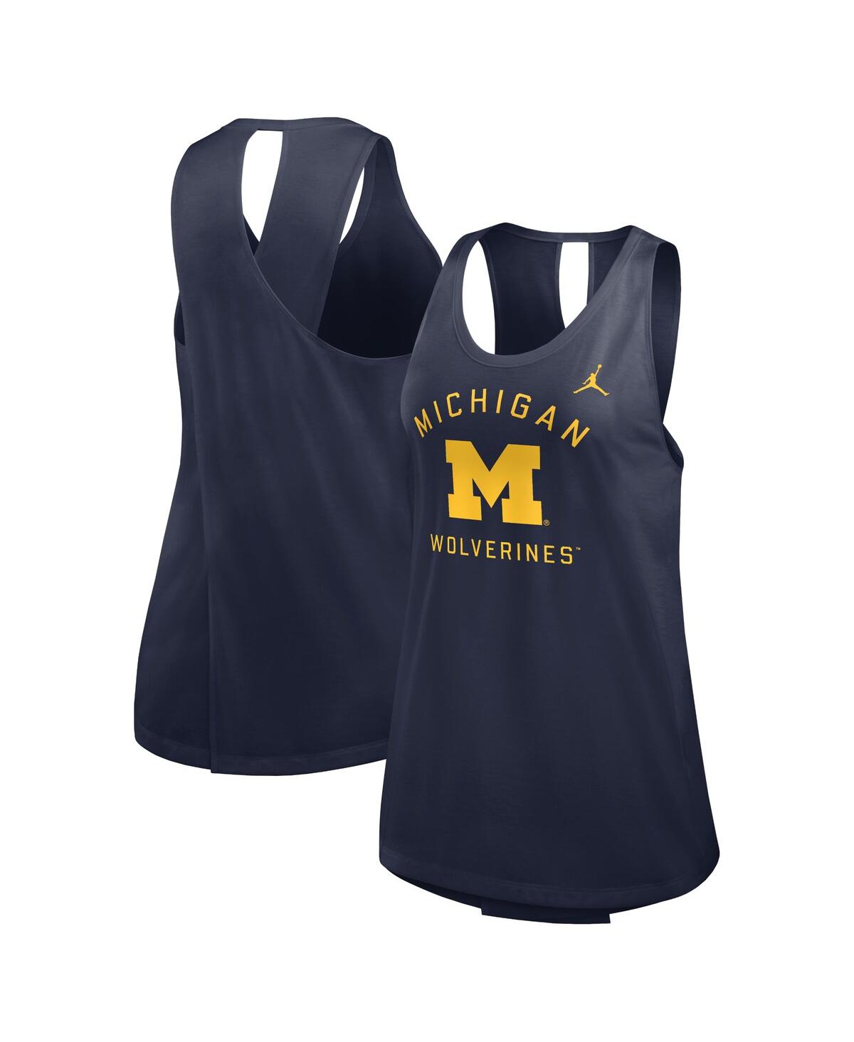 JORDAN WOMEN'S NAVY MICHIGAN WOLVERINES PRIMETIME OPEN BACK TANK TOP 