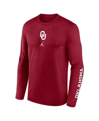 Men's Crimson Oklahoma Sooners Primetime Center Lockup Two-Hit Legend Long Sleeve T-Shirt