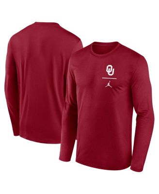 Jordan - Men's Crimson Oklahoma Sooners Primary Stack Legend Long Sleeve T-shirt