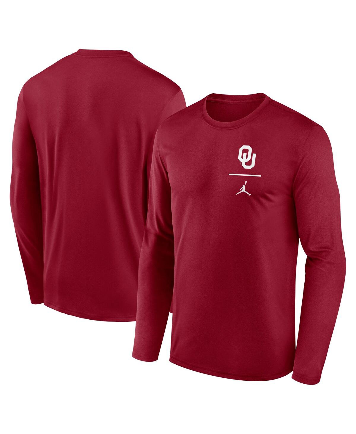 Jordan Men's Crimson Oklahoma Sooners Primary Stack Legend Long Sleeve T-shirt In Red