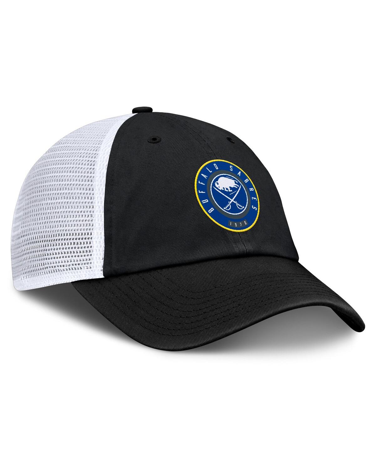 Fanatics Men's Black/white Buffalo Sabres Averie Trucker Adjustable Hat In Black,white
