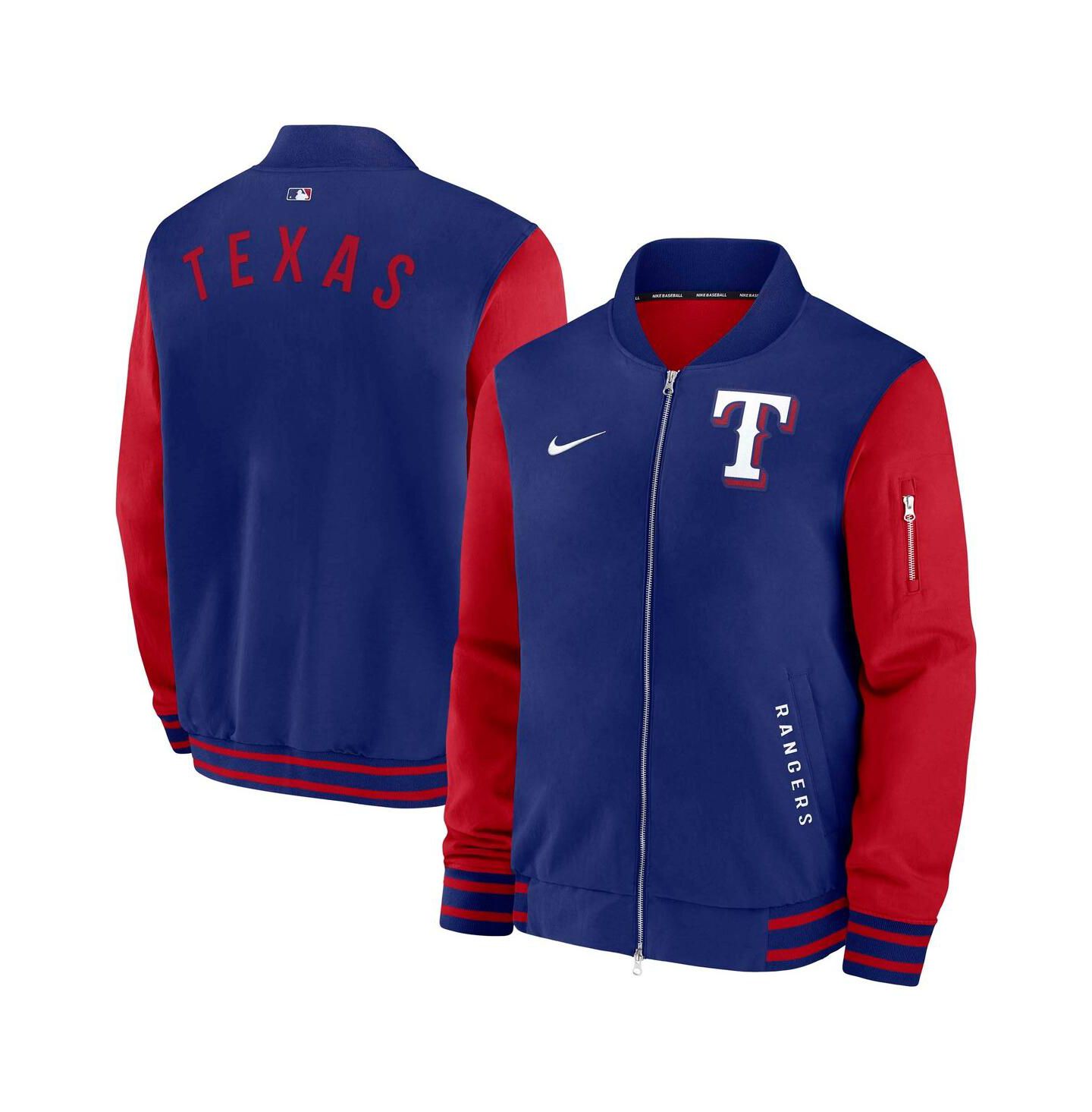 Мужская куртка Nike Royal/Red Texas Rangers Authentic Collection Dugout Full-Zip Bomber — фото 1