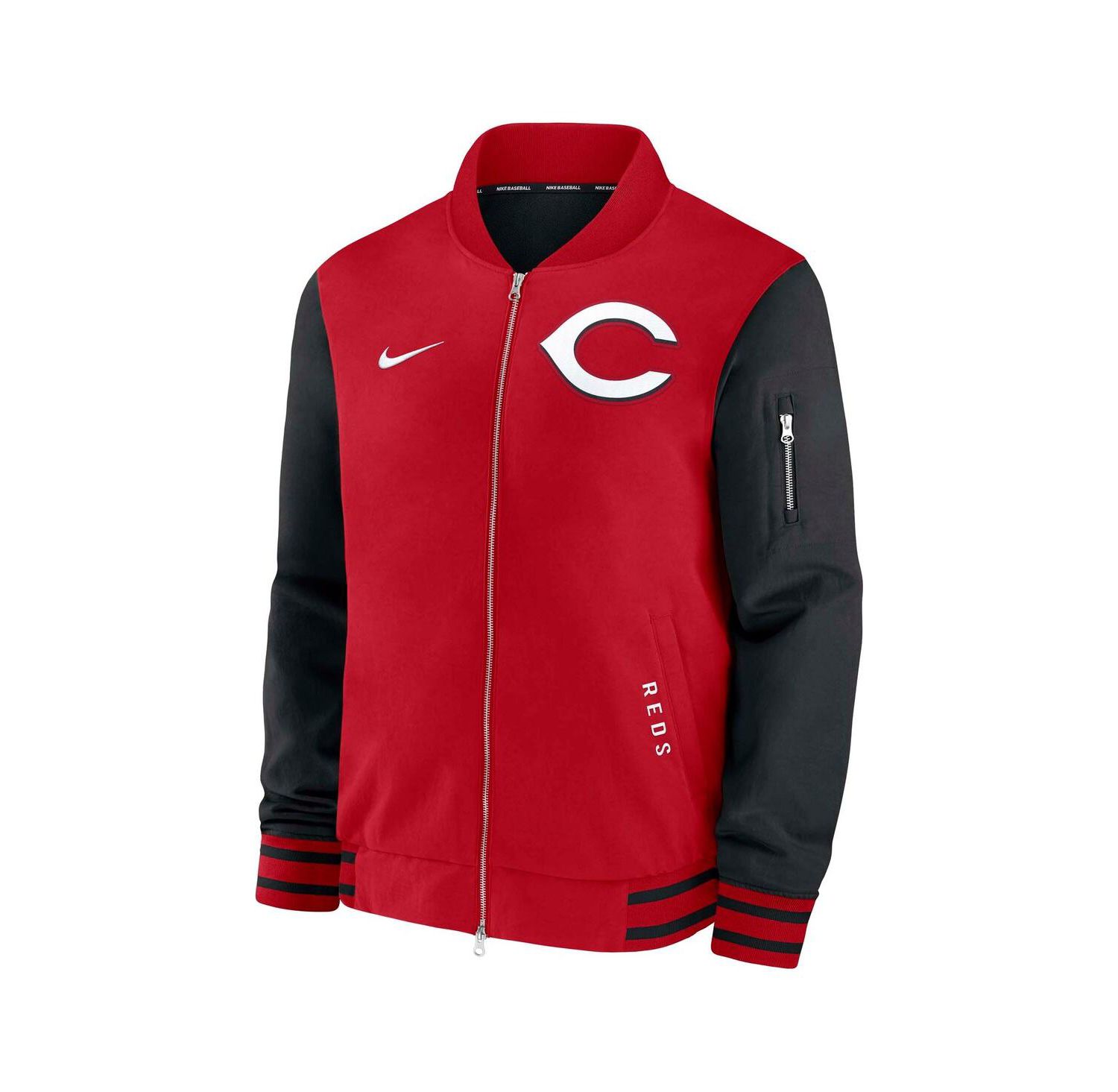 Men's Red/Black Cincinnati Reds Authentic Collection Dugout Full-Zip Bomber Jacket