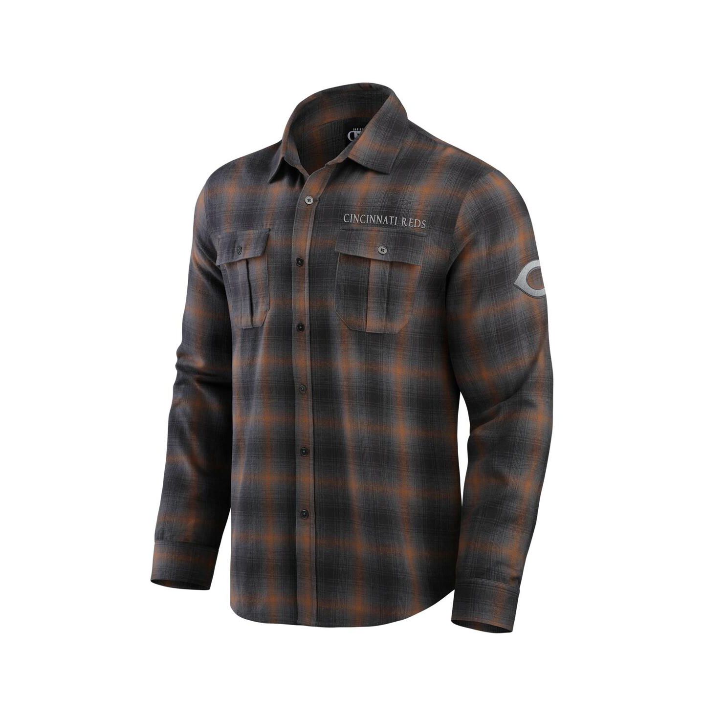 Мужская рубашка Fanatics Tan Cincinnati Reds Classic Flannel Long Sleeve Button-Up — фото 2