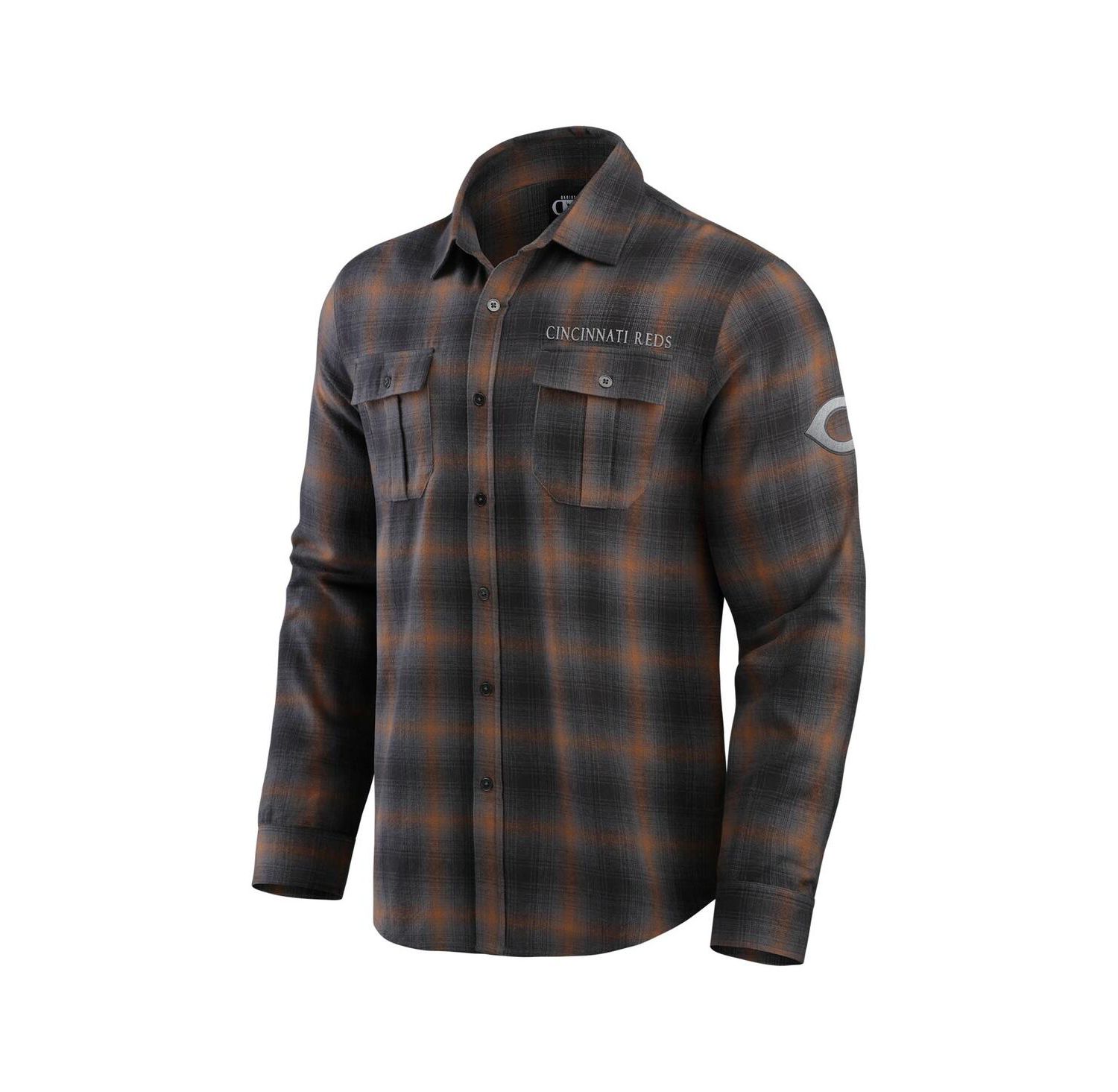 Men's Tan Cincinnati Reds Classic Flannel Long Sleeve Button-Up Shirt
