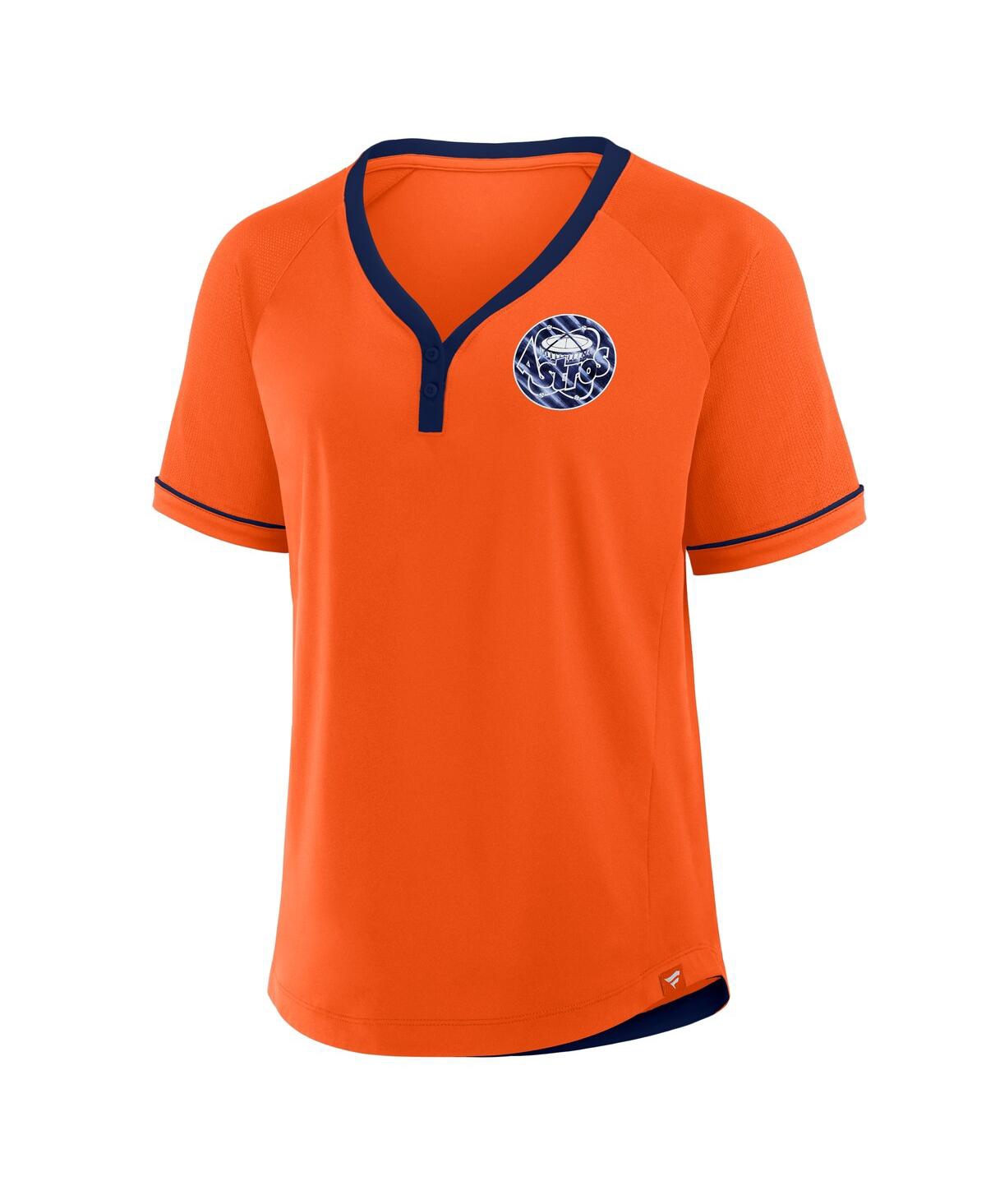 Fanatics Women's Orange Houston Astros Cooperstown Collection League Diva Raglan V-neck T-shirt In Orange