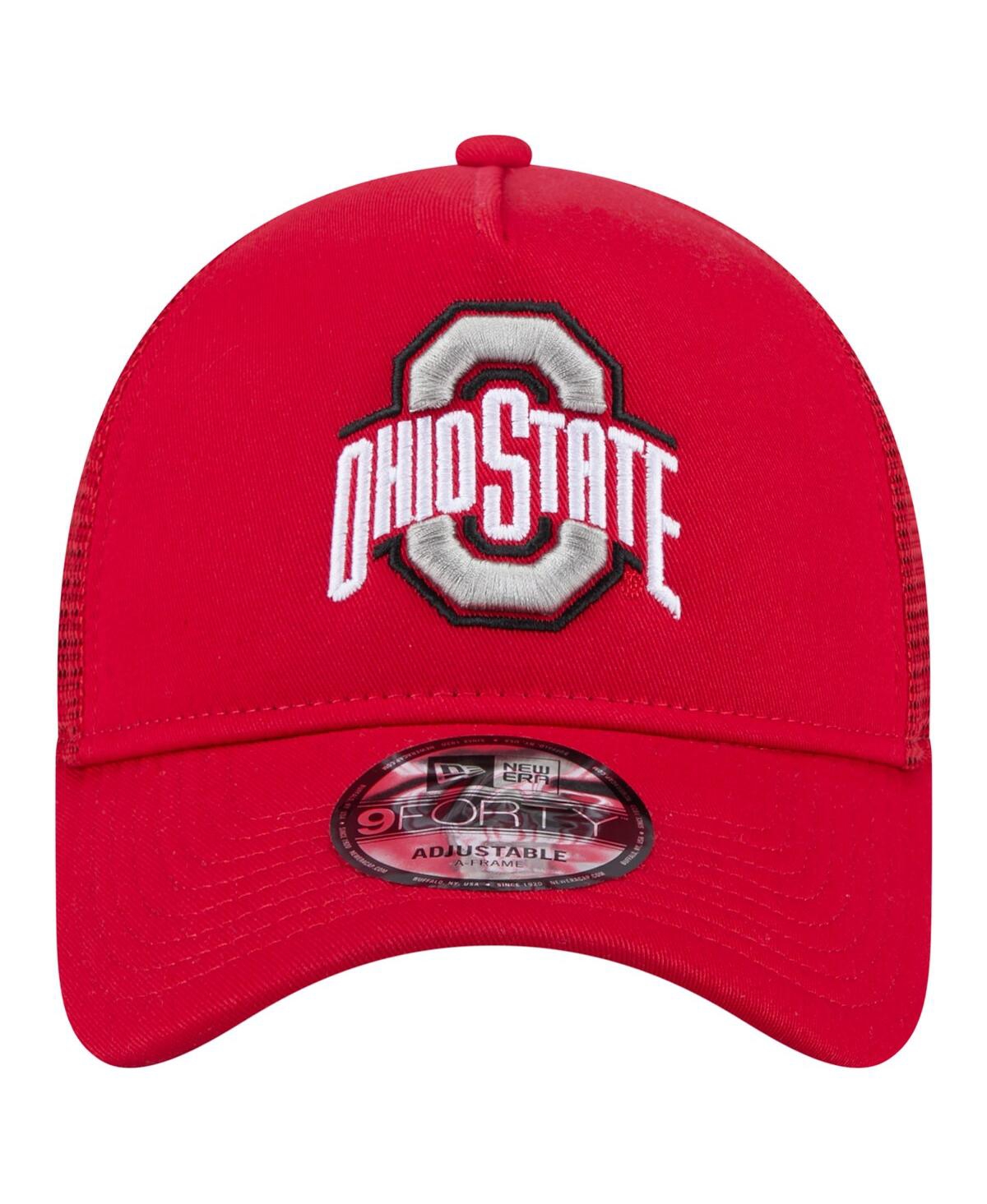 New Era Men's Scarlet Ohio State Buckeyes 9forty A-frame Trucker Adjustable Hat In Scarlet