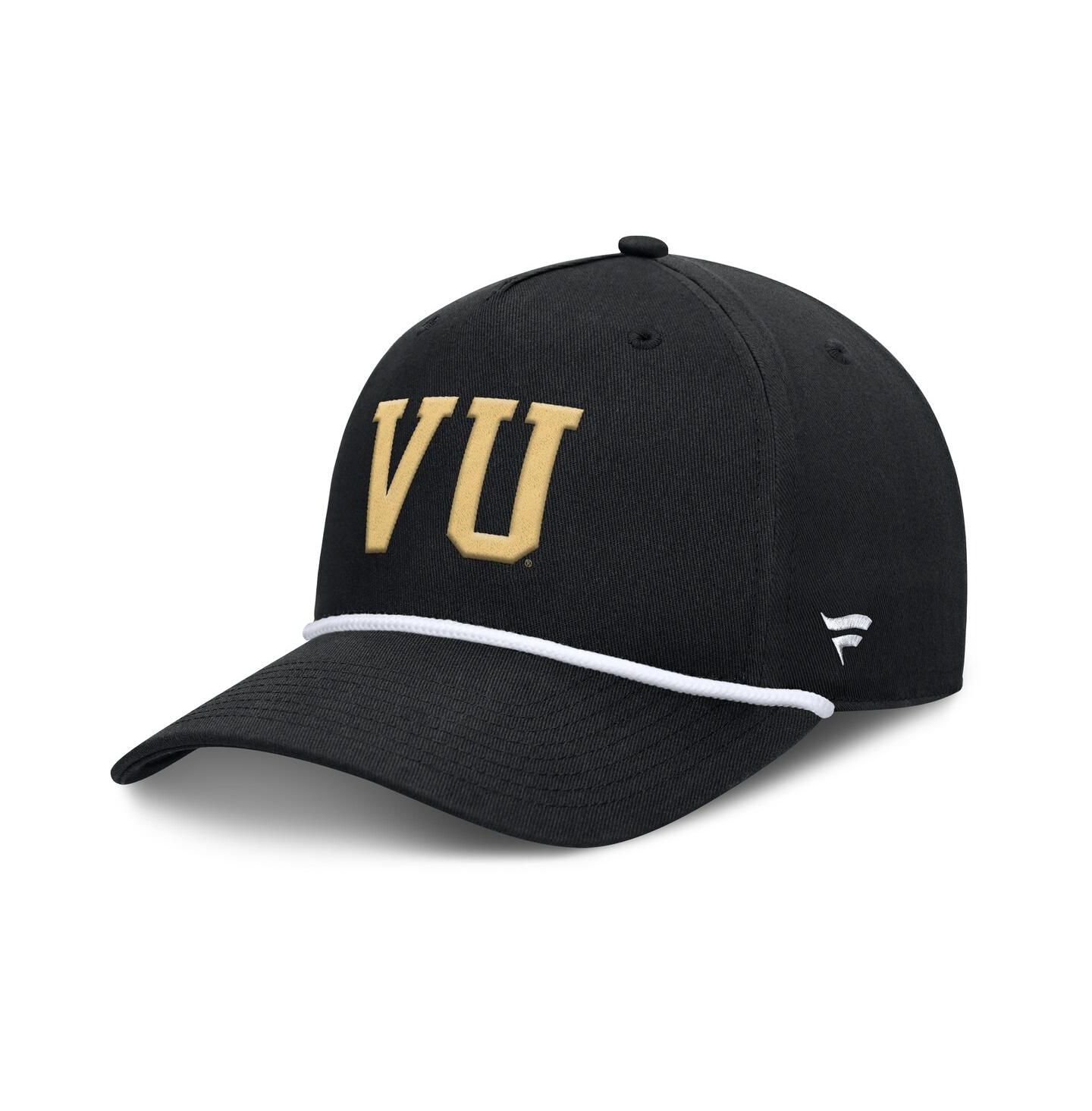 Мужская кепка Fanatics Black Vanderbilt Commodores Foul Ball Rope Adjustable Hat — фото 1