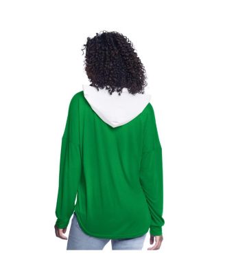 Women's Kelly Green Boston Celtics Bench Player Oversized Long Sleeve Hooded Top