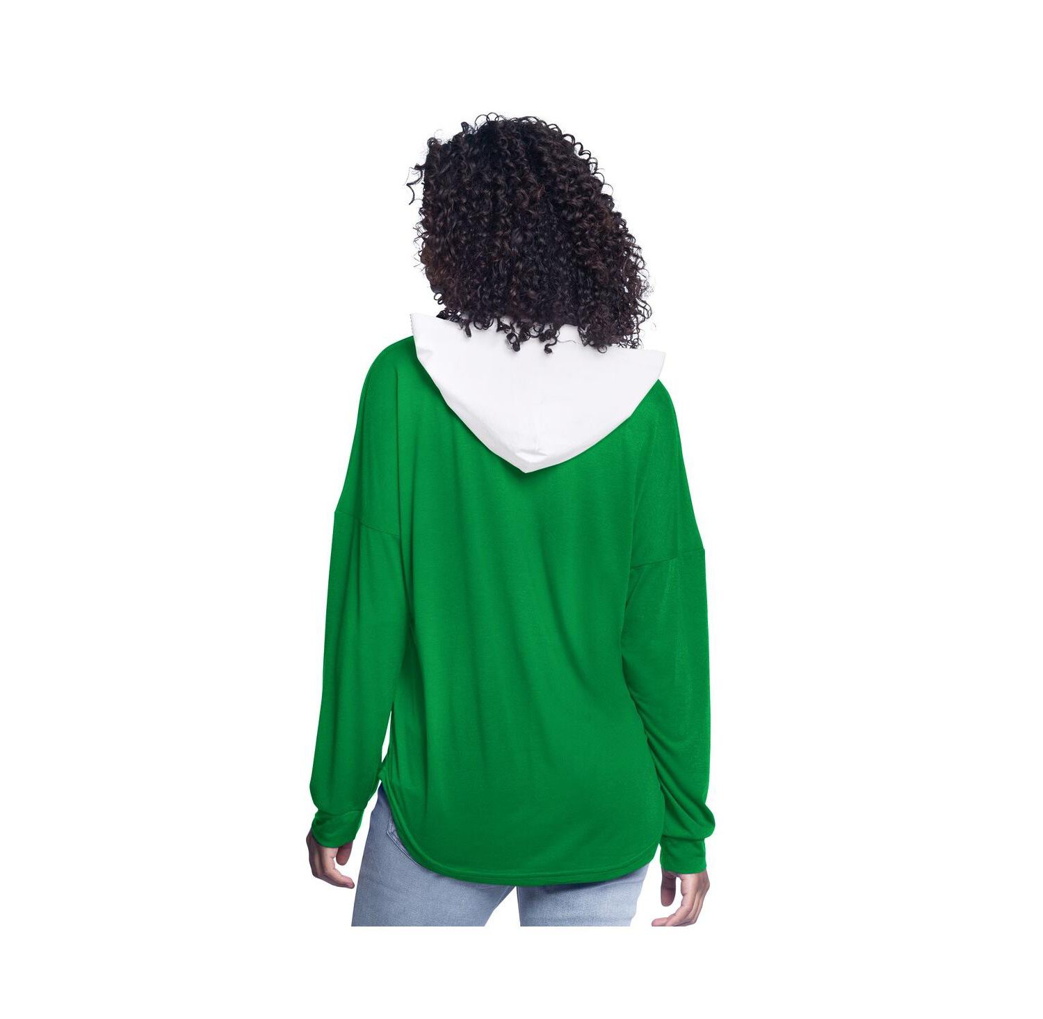 Women's Kelly Green Boston Celtics Bench Player Oversized Long Sleeve Hooded Top