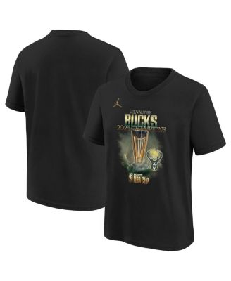 Jordan - Big Boys and Girls Black Milwaukee Bucks 2024 NBA Cup Champions Locker Room T-Shirt
