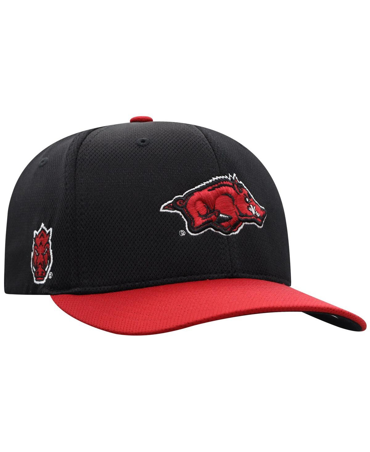 TOP OF THE WORLD MEN'S BLACK ARKANSAS RAZORBACKS REFLEX FITTED HAT 