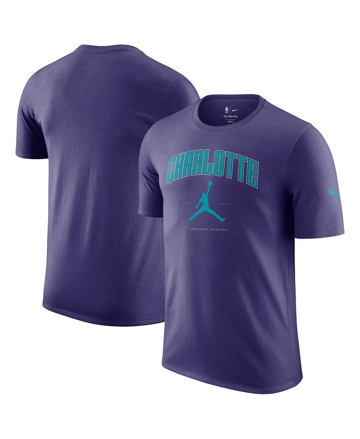 JORDAN MEN'S AND WOMEN'SÂ PURPLE CHARLOTTE HORNETS ESSENTIAL CITIES T-SHIRT 
