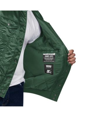 x Levi's Men's Hunter Green Milwaukee Bucks Silver Label Trucker Satin Full-Snap Jacket