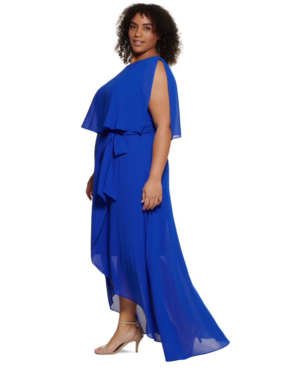 Jessica Howard Plus Size Split-sleeve High-low Maxi Dress In Cobalt