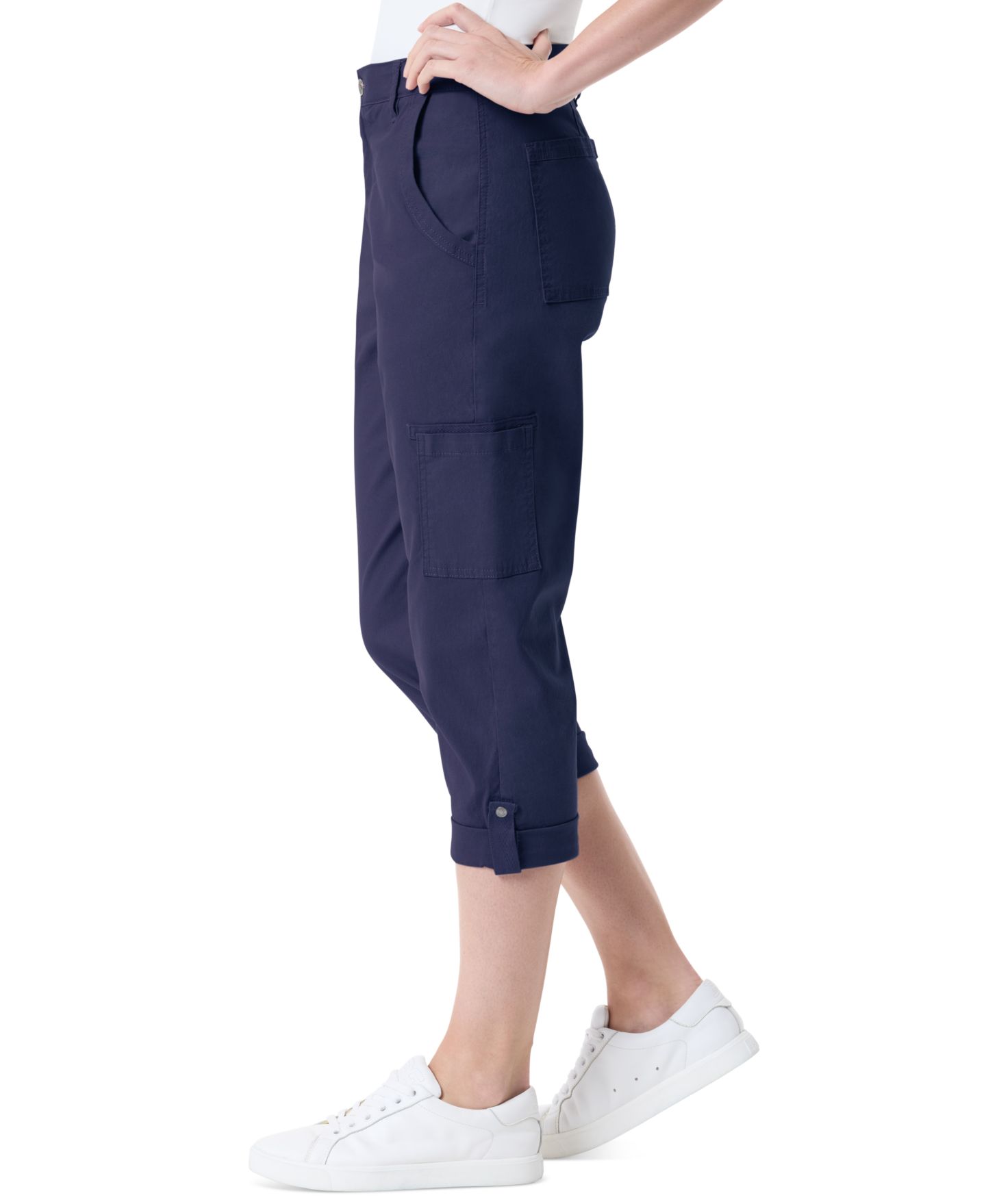 Женские брюки Gloria Vanderbilt Adjustable-Hem Cargo Capri, цвет: Тёмно-синий — фото 2