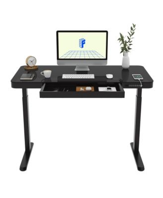 EG9B-E, Electric Height Adjustable Glass Top Standing Desk, Black