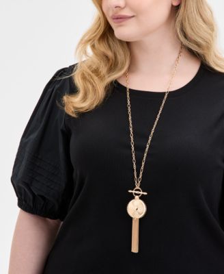 Gold-Tone Locket & Chain Fringe Pendant Necklace, 36" + 3" extender, Exclusively at Macy's