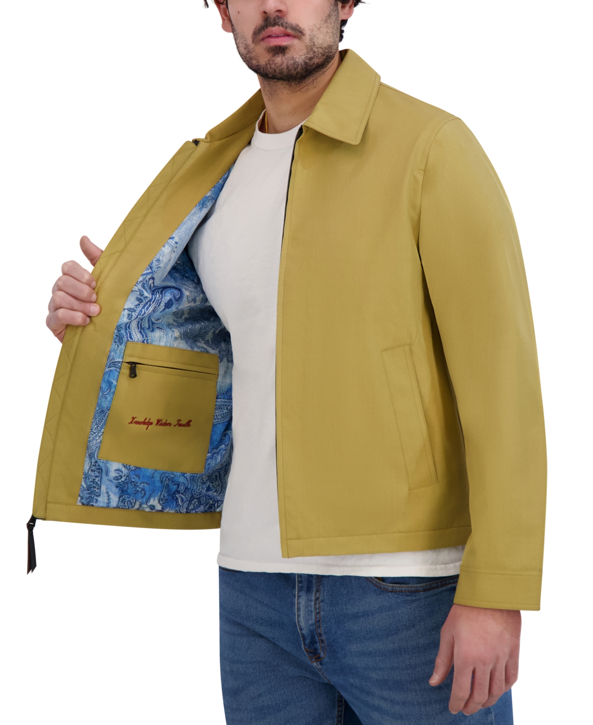 Robert Graham Men's Textured Full-zip Water-resistant Jacket In Gold