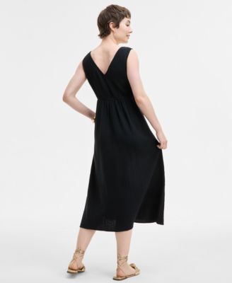 Women's Gauze Double V-neck Empire Midi Dress, Exclusively at Macy's