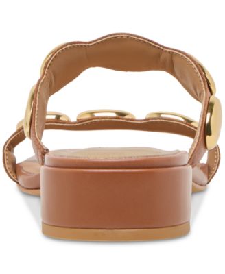 Women's Fresco Embellished Double Band Slide Low Block Heel Dress Sandals