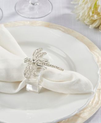 Bejeweled Dragonfly Napkin Ring, Set of 4