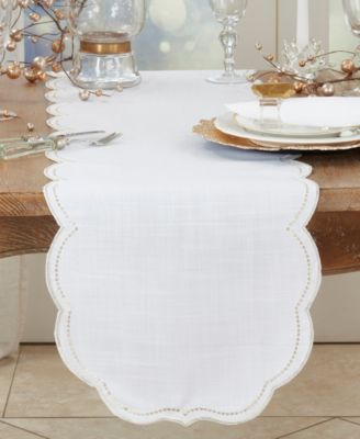 Embroidered Polka Dot Table Runner, 16" x 70"