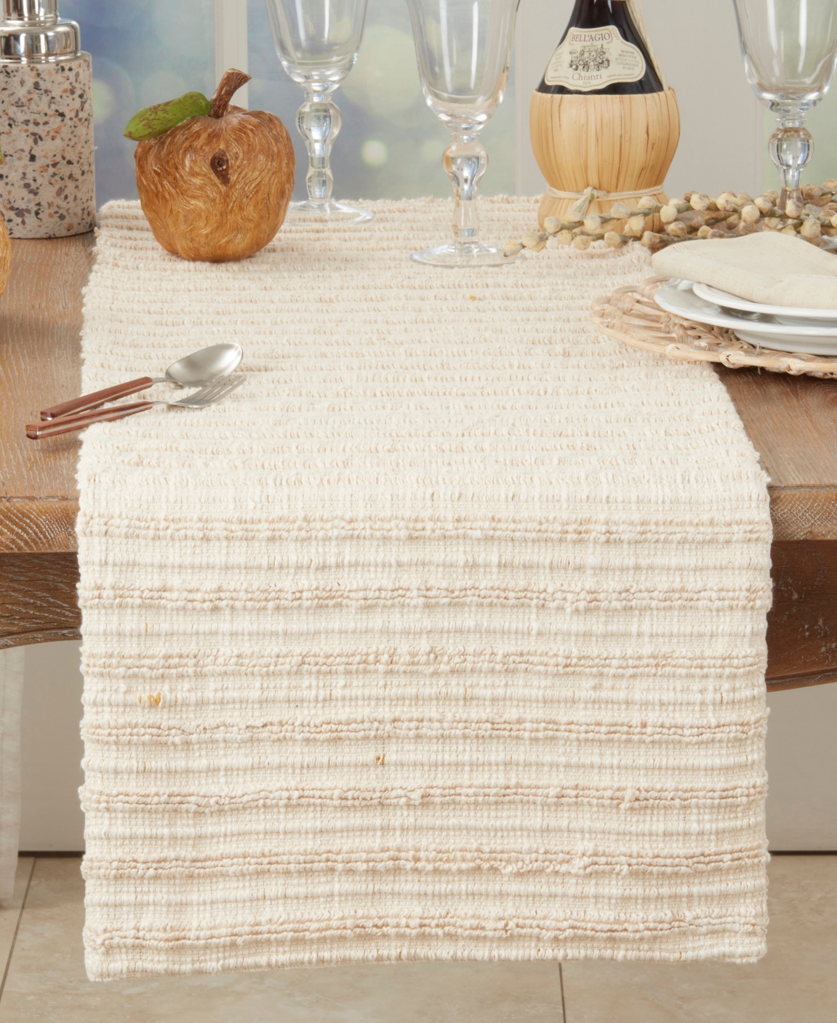 Saro Lifestyle Refined Stripe Woven Table Runner, 16" X 72" In Mustard