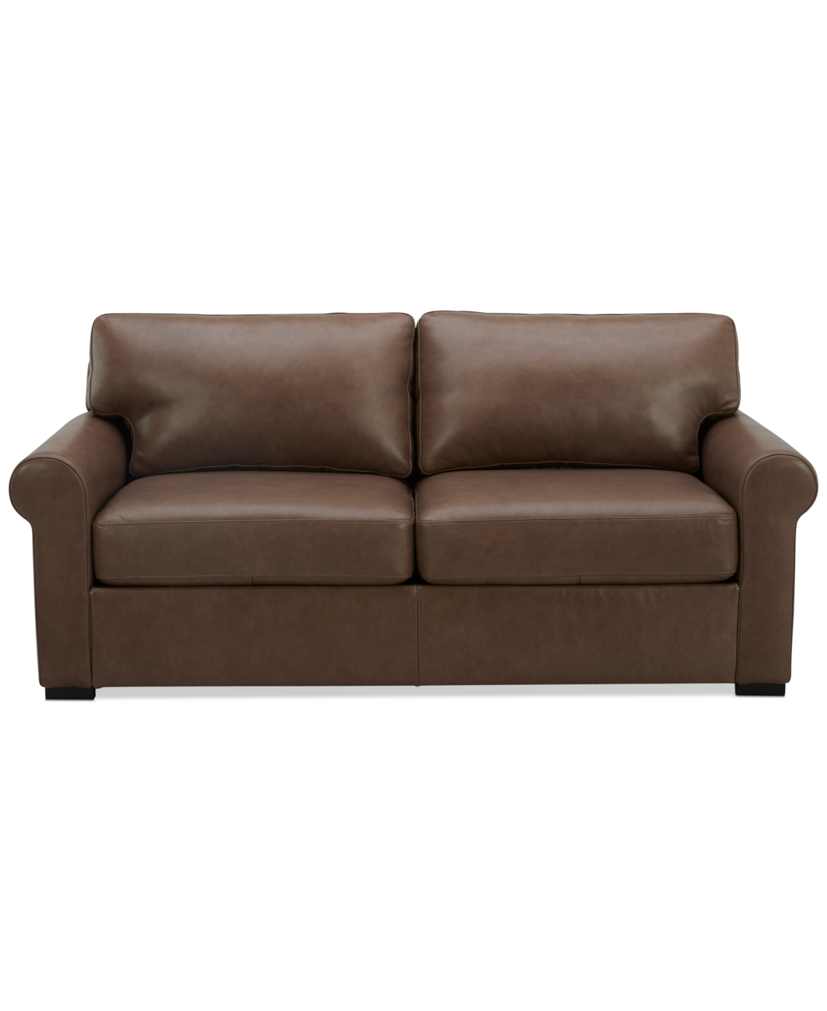 Macy's Radley 74" Leather Roll Arm Apartment Sofa, Exclusively At  In Chesnut