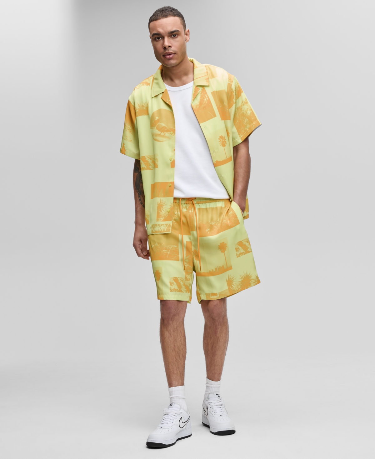 Men's Photoreal Collage Pull-On Shorts, Exclusively at Macy's - Harvest Pear