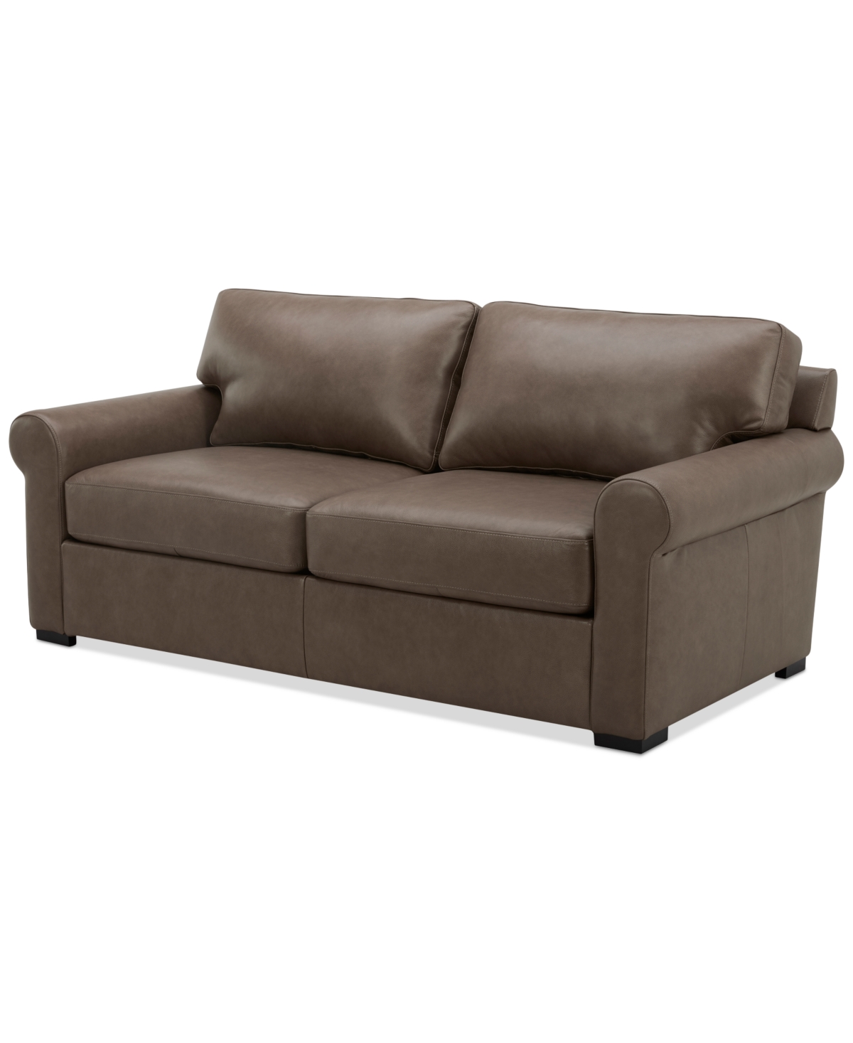 Macy's Radley 74" Leather Roll Arm Apartment Sofa, Exclusively At  In Taupe