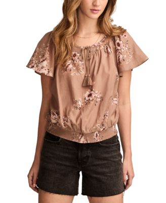 Lucky Brand - Women's Flutter-Sleeve Tie-Front Top