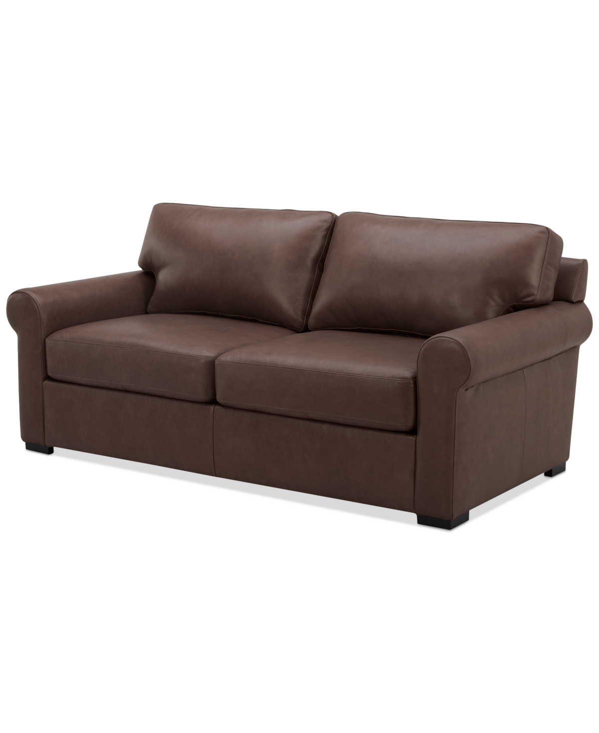 Macy's Radley 74" Leather Roll Arm Apartment Sofa, Exclusively At  In Chocolate