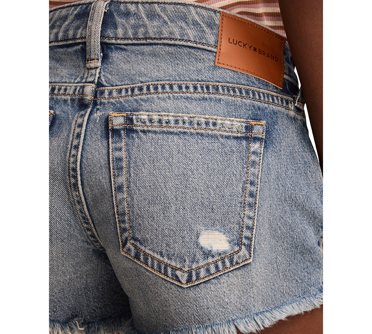 LUCKY BRAND WOMEN'S DISTRESSED LOW-RISE FESTIVAL SHORTS 