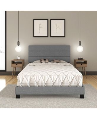 Ravenna Upholstered Linen Adjustable Height Headboard Platform Bed Frame