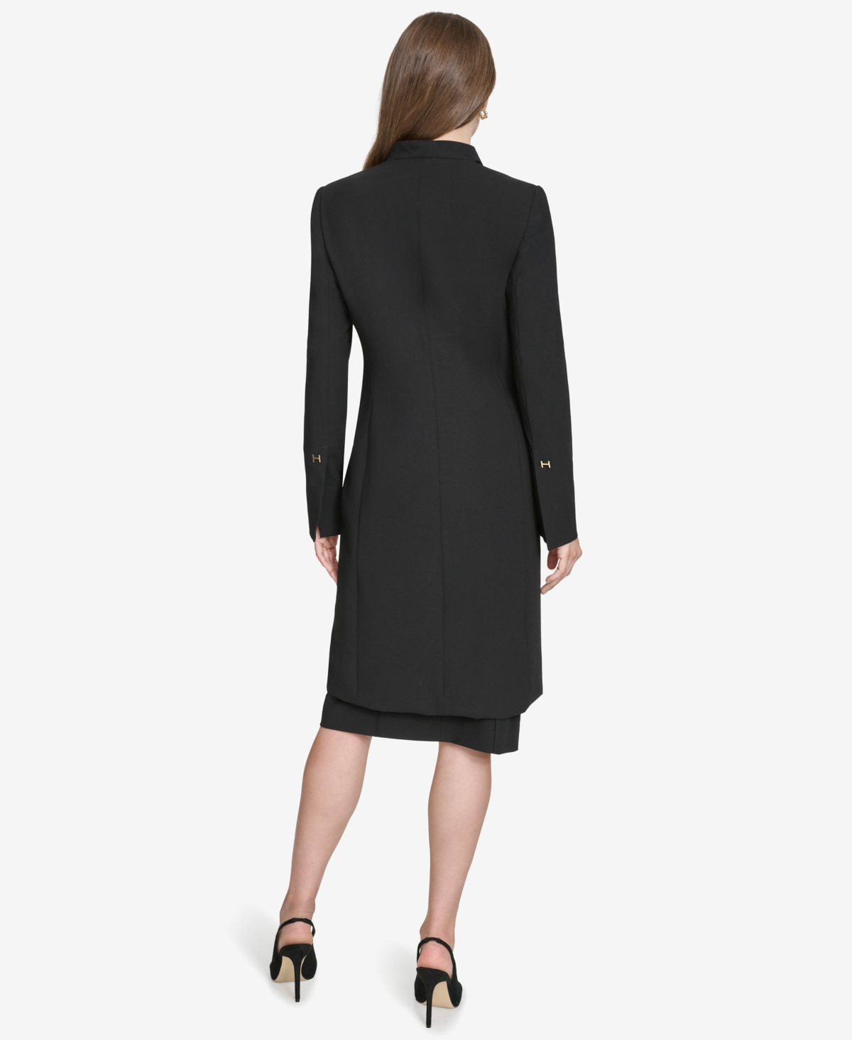 Shop Halston Women's Contrast-lined Duster Blazer In Black
