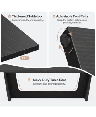 70.87-Inch Dining Room Table for 6-8 People, Rectangular Farmhouse Kitchen Table with Solid Pedestal